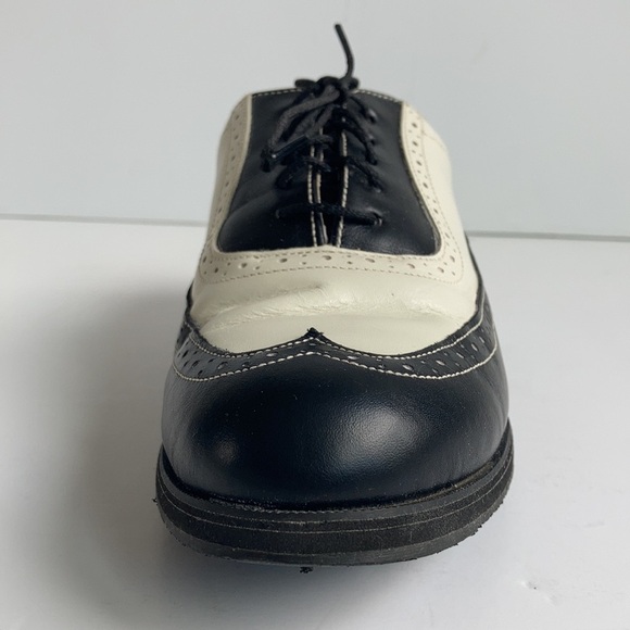 Footjoy Europa Collection wing tip style cream and black golf shoes - Picture 10 of 16